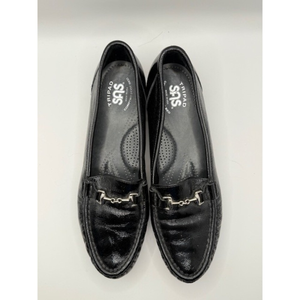 SAS Metro Loafers Women's 9 Black Patent Leather Slip On Comfort Shoes
